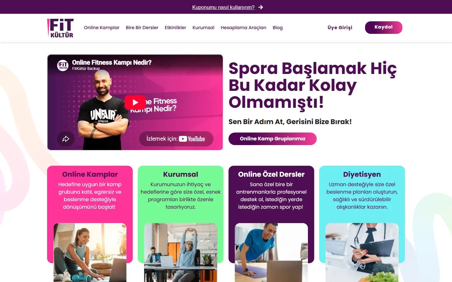 Fitkültür ürününün ana sayfası, masaüstü görünüm