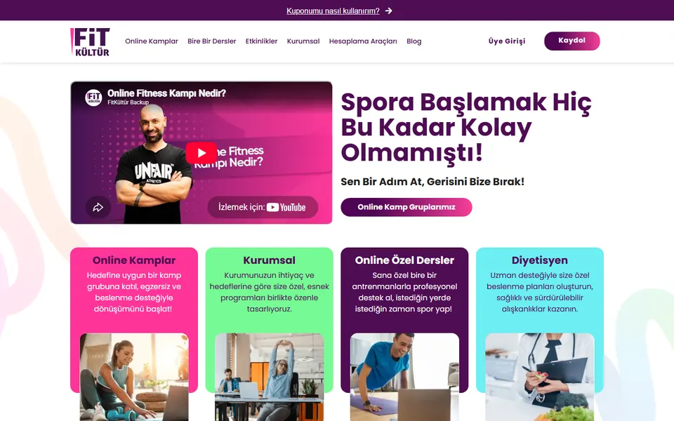 Fitkültür ana sayfası, masaüstü görünüm